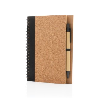 Cuaderno espiral de corcho con bolígrafo promocional